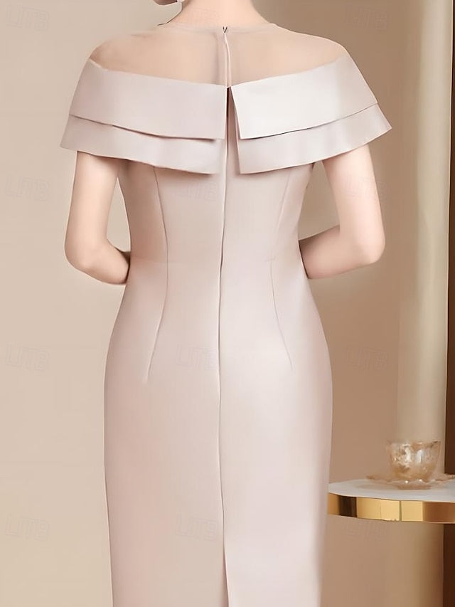 Mother the of Crew Length Tea Vintage Bride Dress Elegant Simple