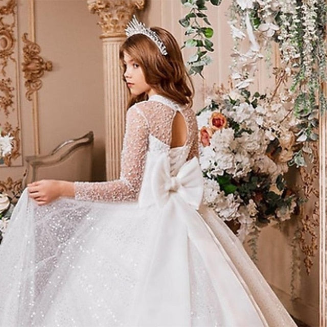 Party Dress Girl Girls' Long Flower Kids Color Solid