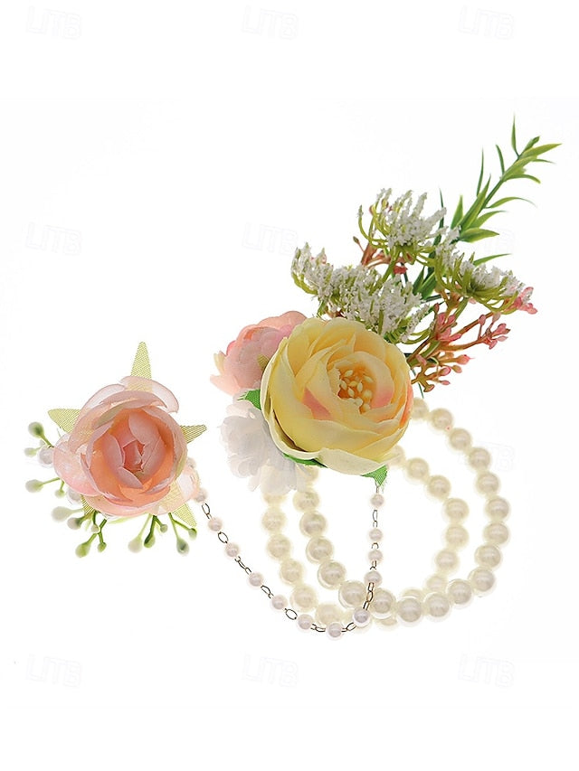 Elegant White with Set Wrist Floral Jewelry Pearls and Hand –