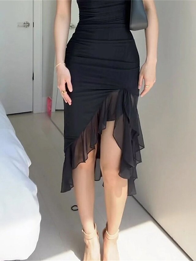 Women's Midi Dress Black Dress Graduation Dress Party Dress