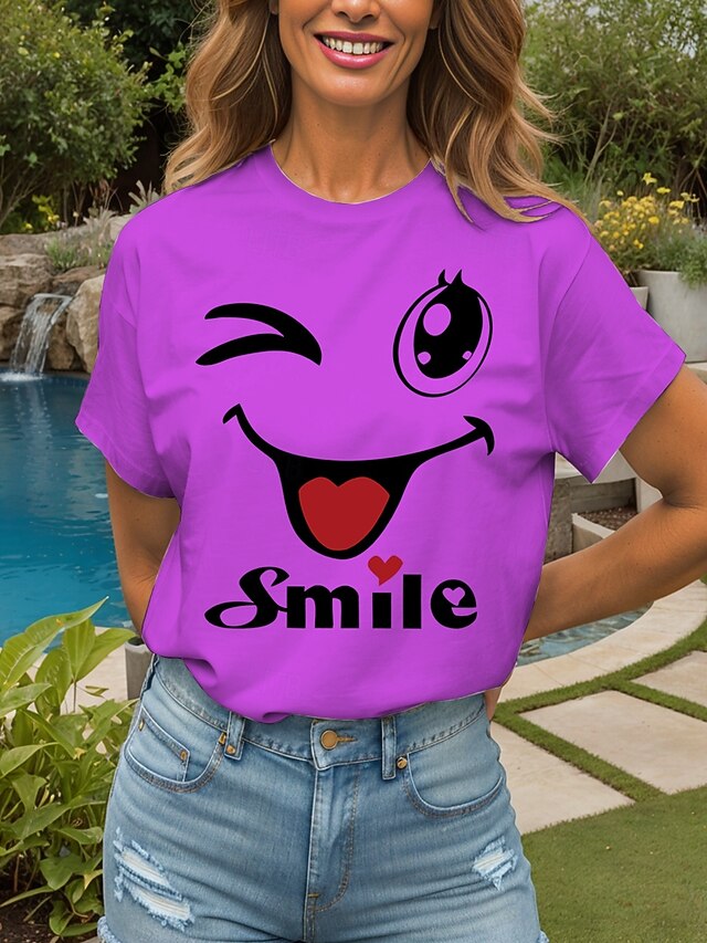 Women's T Shirt Heart Graphic Letter Vintage Stylish