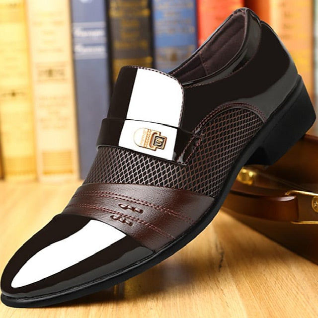 – Men's Patent Formal Faux Leather Slip-On Loafers