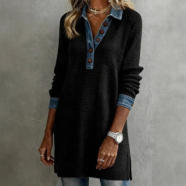 Women's Textured Pullover Sweatshirt Pullover Plain Elegant