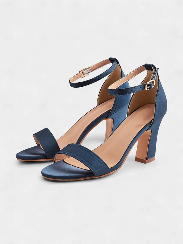 - Light Sandals Blue Toe Strap Open Heel High Women's Ankle