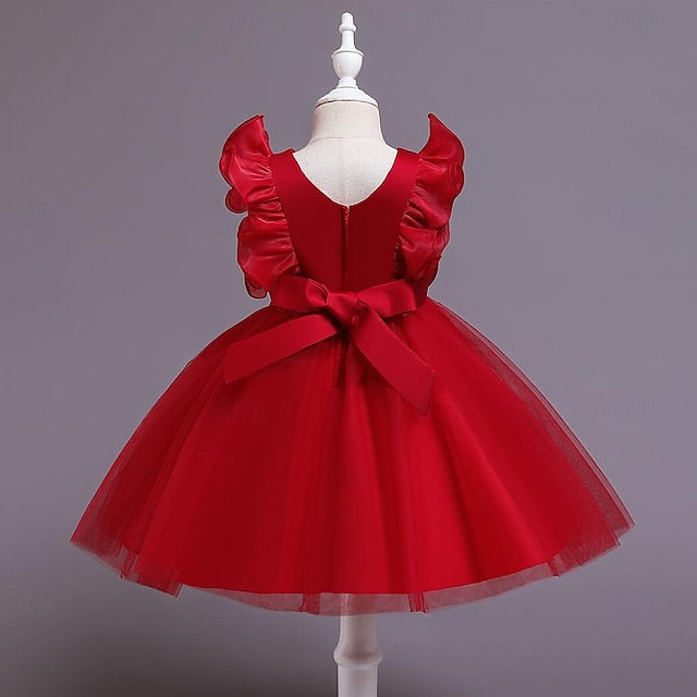 Dress Flower Party Girls' Color Kids Sequin Solid