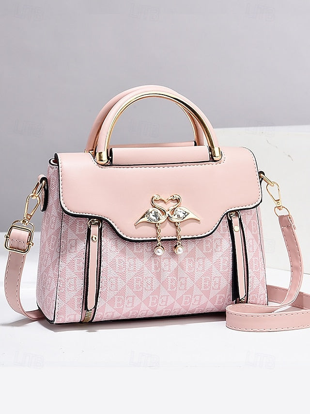 Elegant Women's Beige Crossbody Handbag – Luxury Monogram