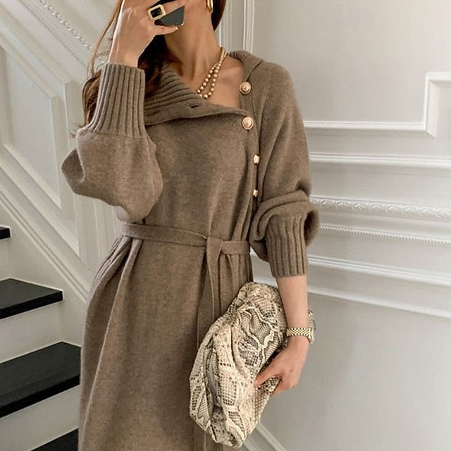 Women's Midi Dress Sweater Dress Elegant Fashion Modern