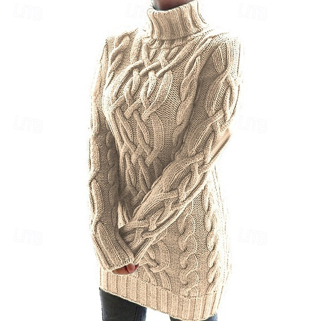 Women's Sweater Pullover Fashion Soft Solid Color Cable