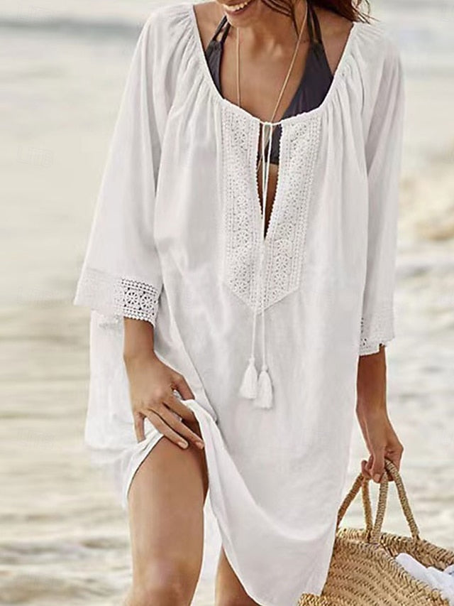Women's Swimwear Cover Up Beach Dresses Swimsuit Tie Front