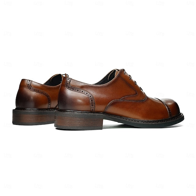Leather Shoes- Toe First Men's Cap Oxford Genuine