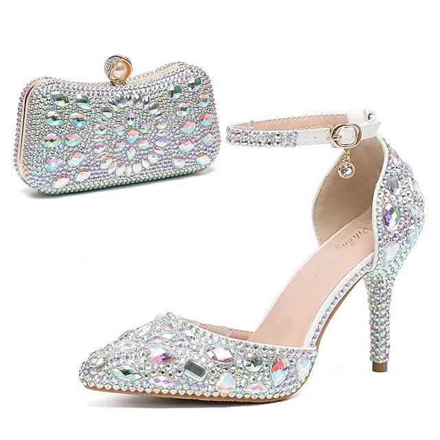 Heel Women's Shoes High Rhinestone Multicolor Wedding with