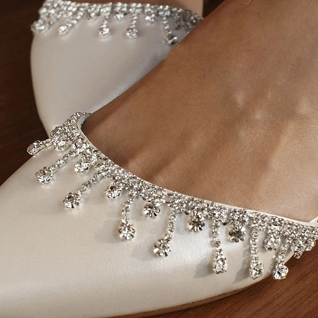 Wedding with Elegant Shoes Women's Flats Bridal White –