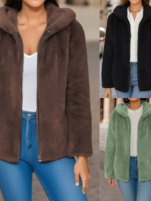 Casual Zipper Pocket Comfortable Women's Warm Jacket