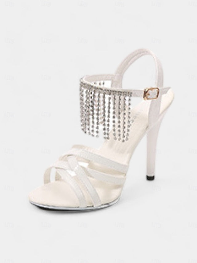 Stiletto Women's with Leather Patent Rhinestone Red Sandals