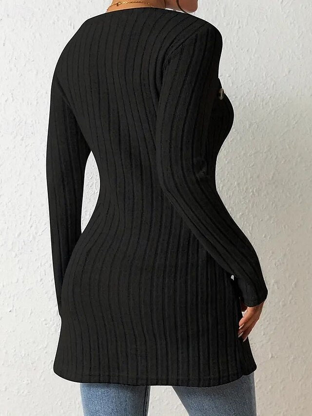 Women's Sweater Pullover Casual Solid Color Square Neck