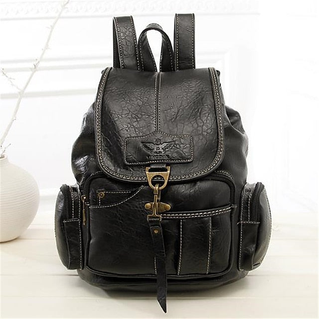 Women's with Backpack Vintage Leather Pockets Faux Multiple