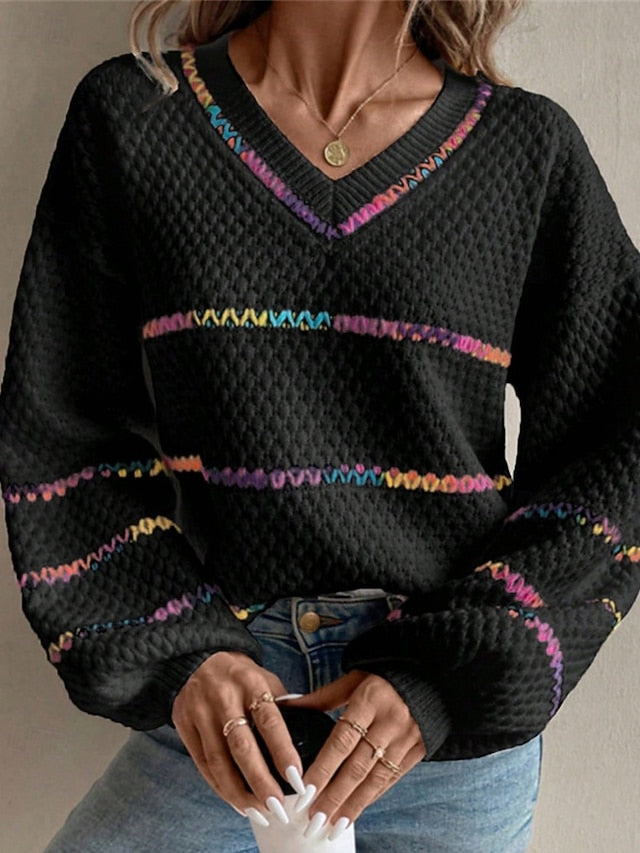 Women's Sweater Pullover Daily Stylish Casual Striped