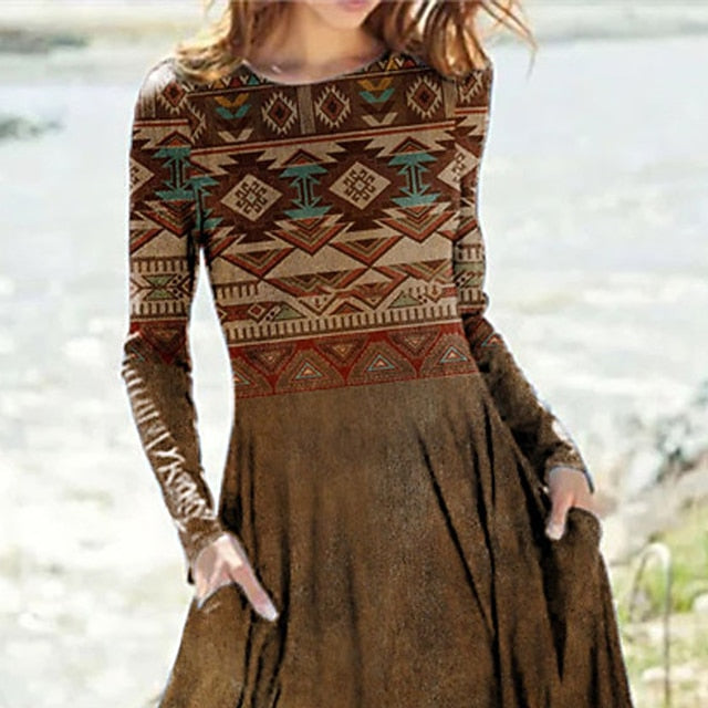 Women's Midi Dress Casual Dress Winter Dress Ethnic Dress