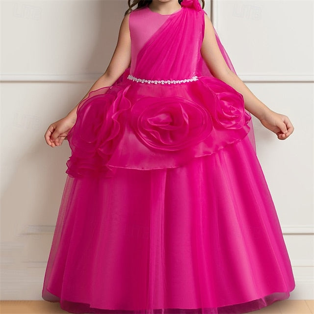 Cosplay Party Color Dress Solid Kids Girls'