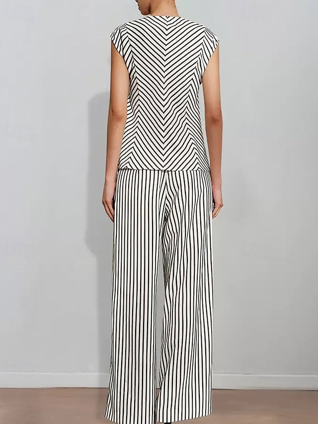 Striped of Pantsuit Print Two Piece Bride Mother the