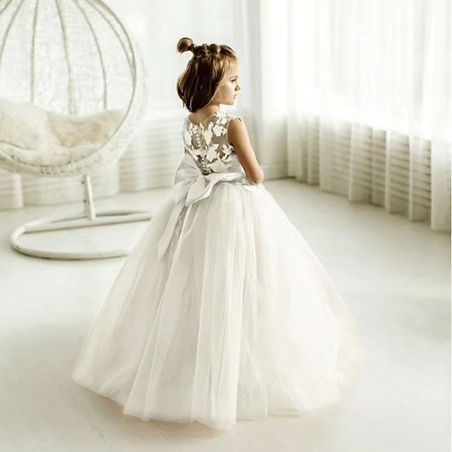 Party Solid Color Girl Girls' Kids Dress Flower