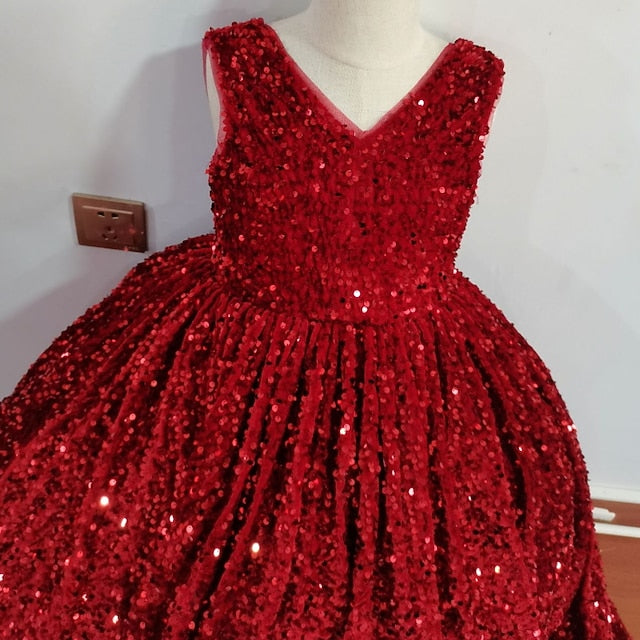 Girls' 3D Flower Colored Solid Sleeveless Girl Dress