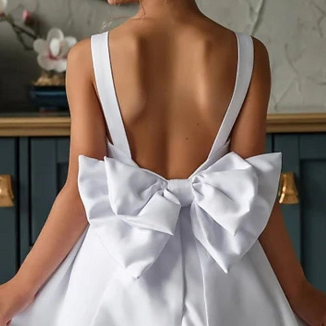 Kids Solid Girl Party Color Dress Flower Girls'