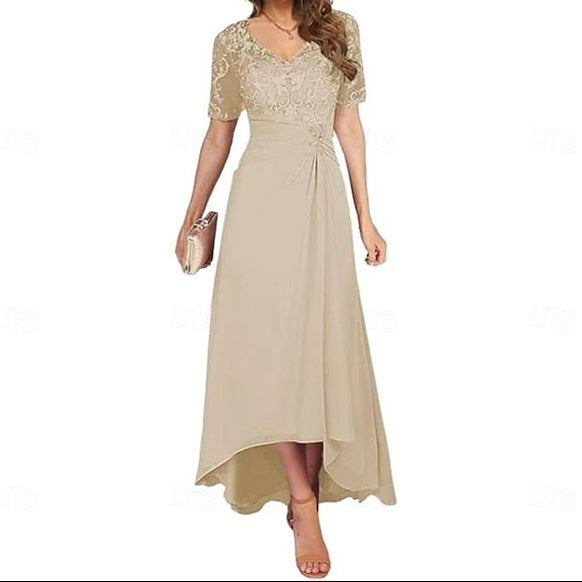 Elegant A-Line the of Neck Dress Bride Mother V Simple