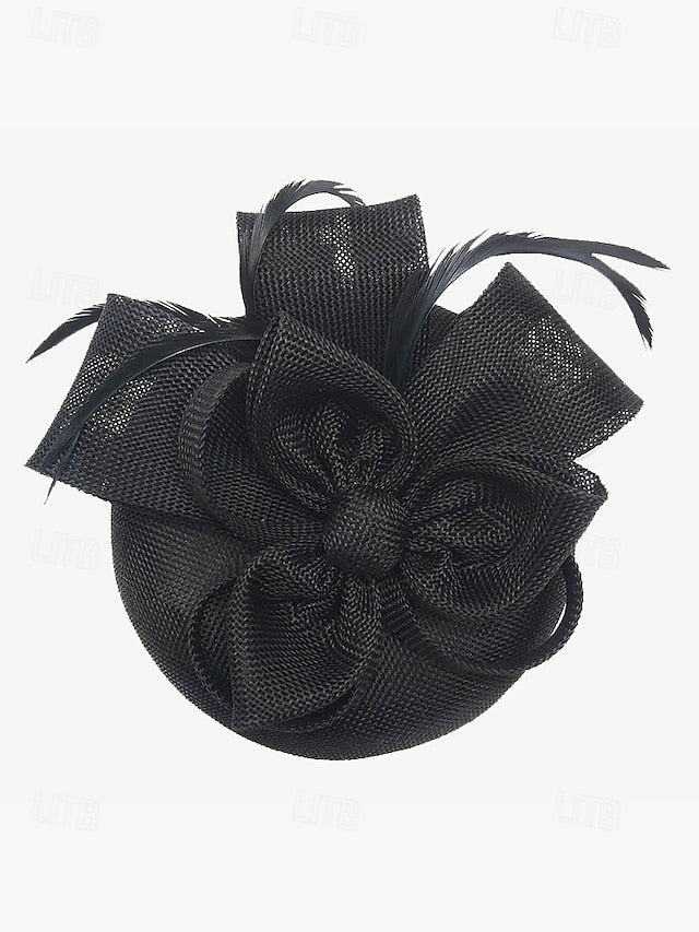 and Green with Women's Hat Bow Accents Feather Fascinator