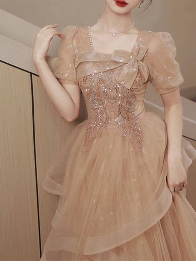 A-Line Floor Length Prom Dresses Elegant Sparkle & Shine