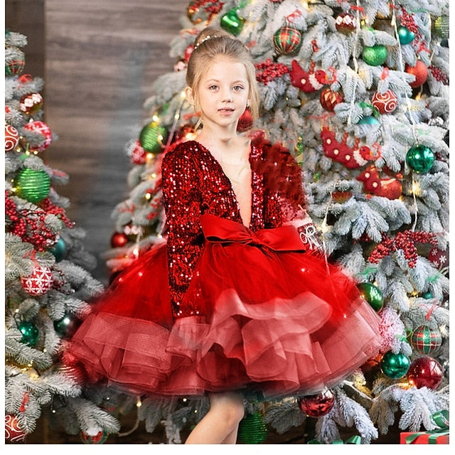 Summer Spring Dress Sleeve Long Sequin 3D Girls' Fall