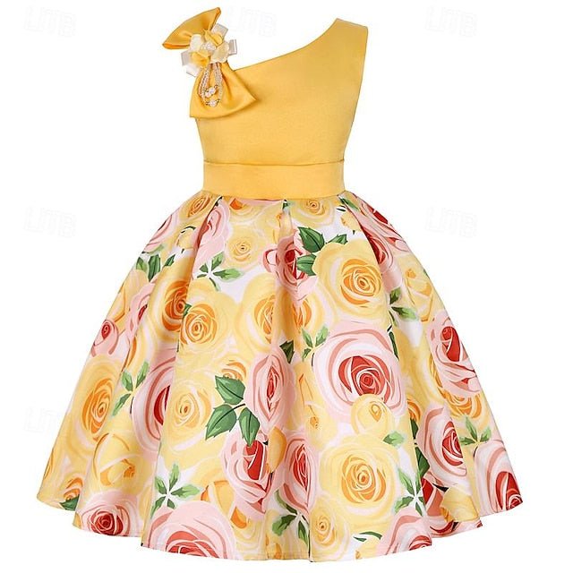 Easter Sleeveless Girls' Flower Dress 3D Summer Party