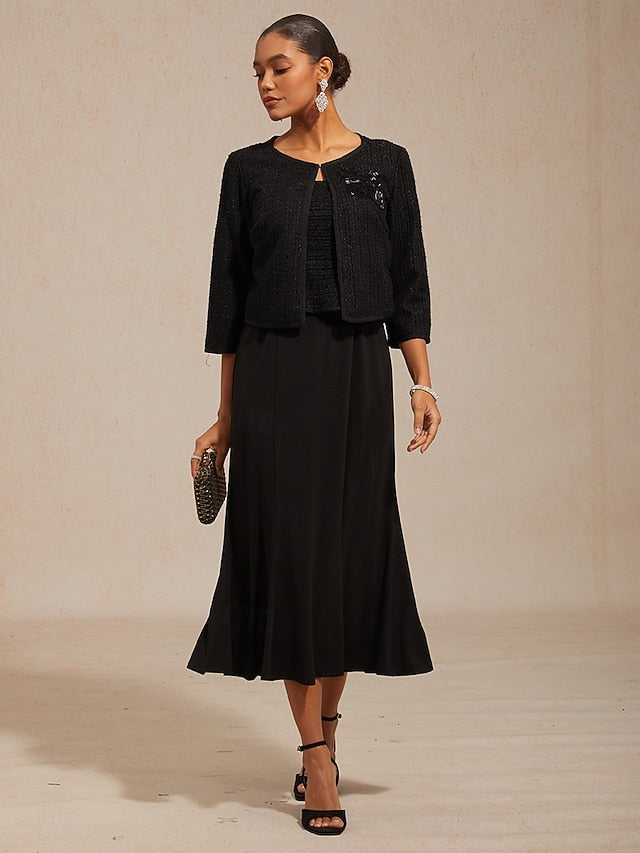 Women's Midi Dress Sheath Dress Elegant Solid Color