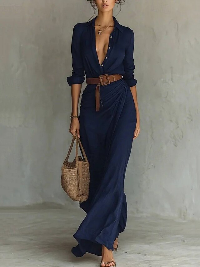 Women's Long Dress Maxi Dress Shirt Dress Modern Daily