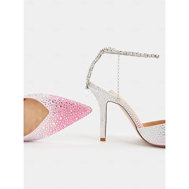 - Gradient Stiletto with Slingback Crystal Heels Women's