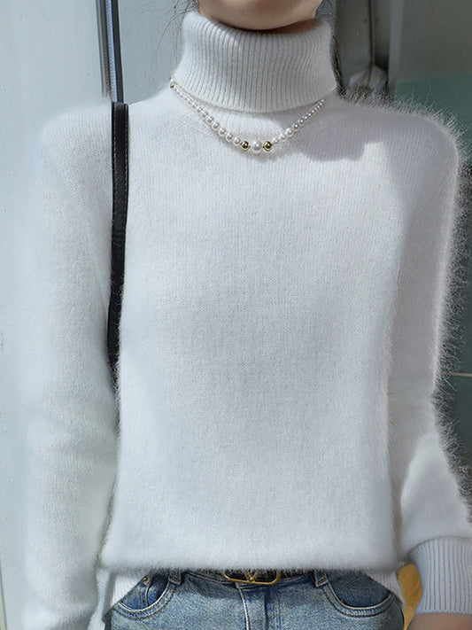 Damen Herbst Casual Rollkragen 100% Wolle Weicher Pullover BA1060 