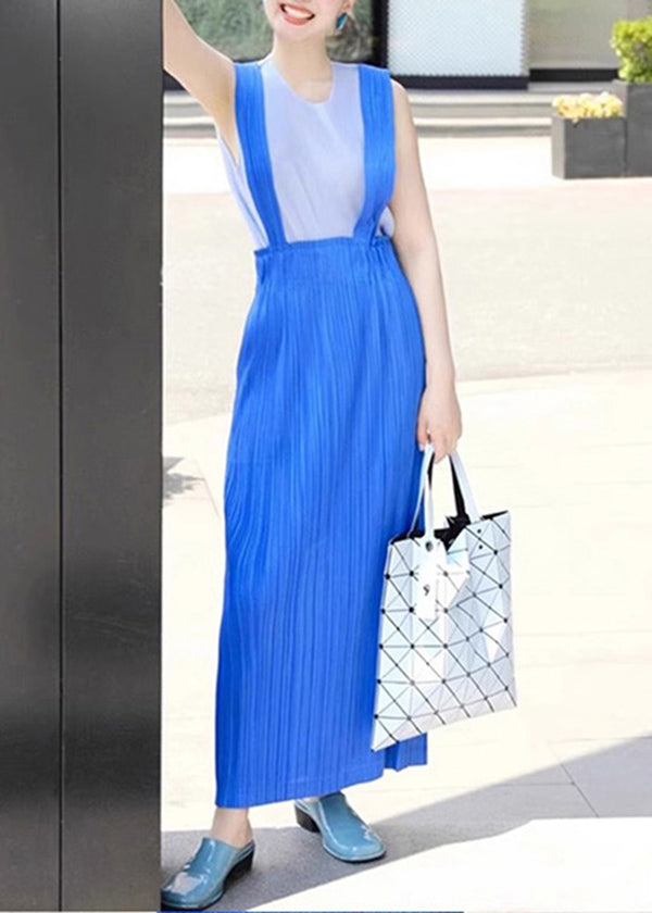 Set Summer Tank Top Blue Wrinkled Dress 2025 And