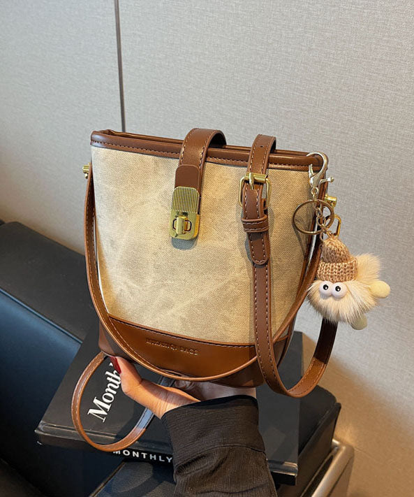 Black Bucket Bag New 2025 White Faux Versatile Leather Fashion