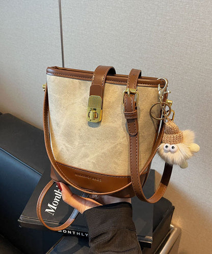 Black Bucket Bag New 2025 White Faux Versatile Leather Fashion