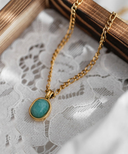 2025 Gold New Overgild Pendant Stainless Stone Necklace Gem Steel