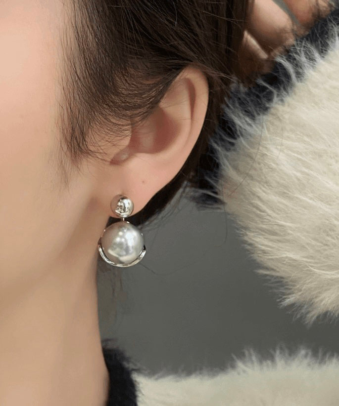 Sterling New Silver Pearl 2025 Earrings Stud Grey