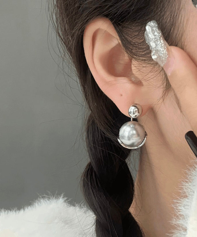 Sterling New Silver Pearl 2025 Earrings Stud Grey