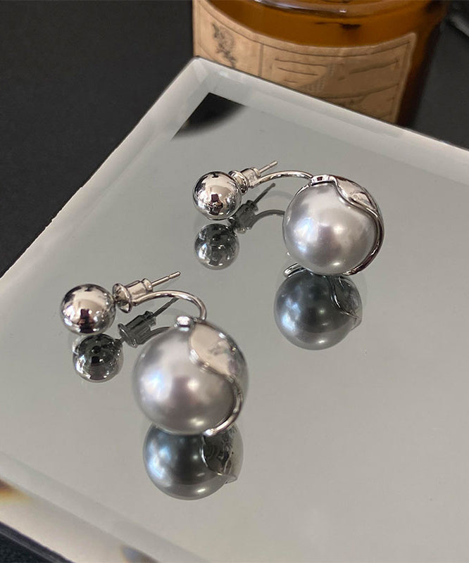 Sterling New Silver Pearl 2025 Earrings Stud Grey