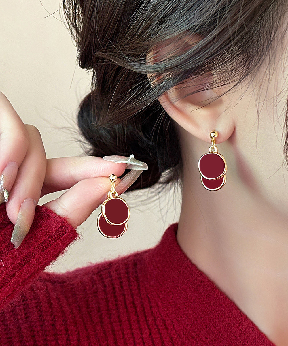 Overgild Earrings 2025 Red Drop Disc New Copper