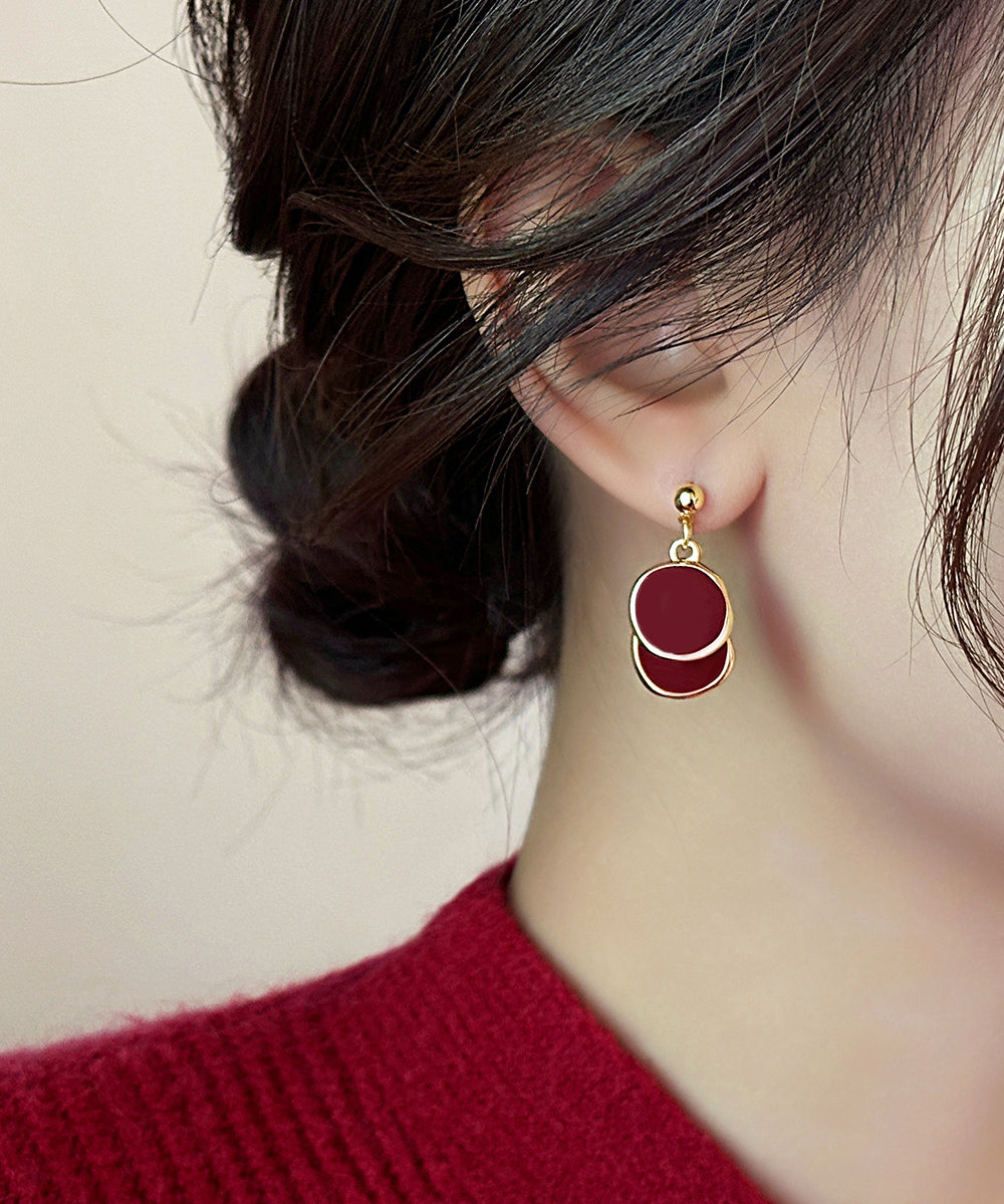 Overgild Earrings 2025 Red Drop Disc New Copper