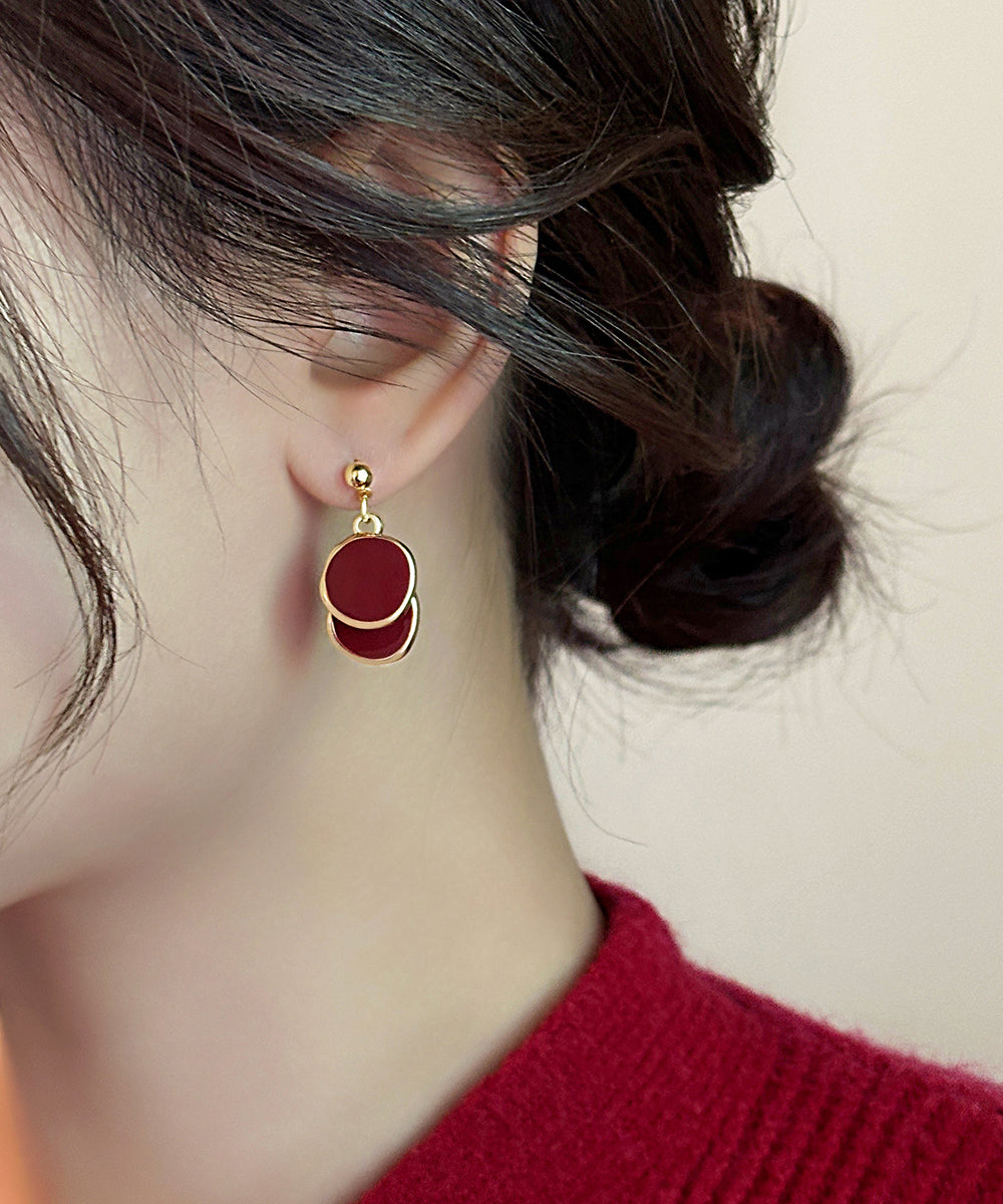 Overgild Earrings 2025 Red Drop Disc New Copper