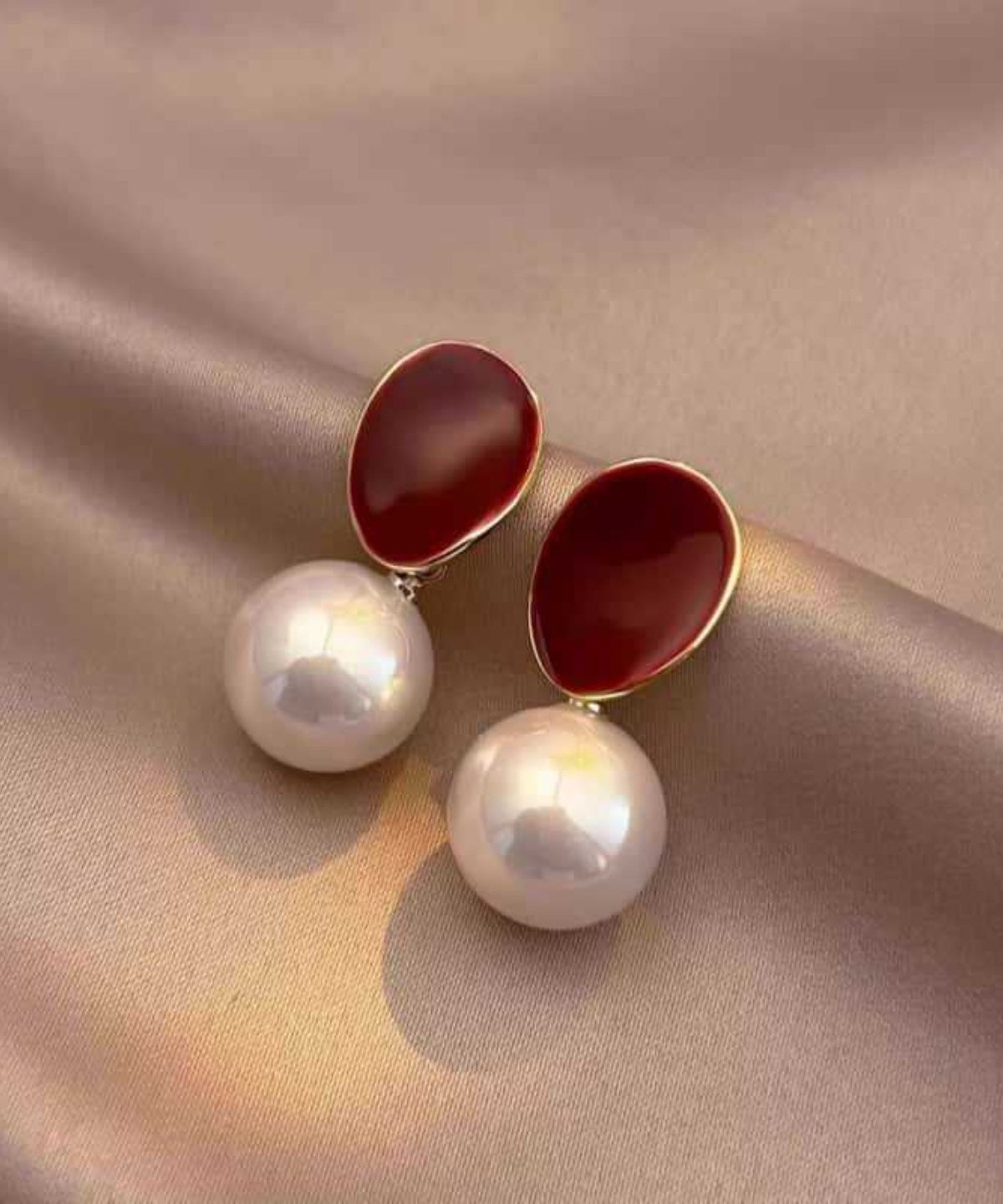 Pearl Drop 2025 New Earrings Overgild Red Copper