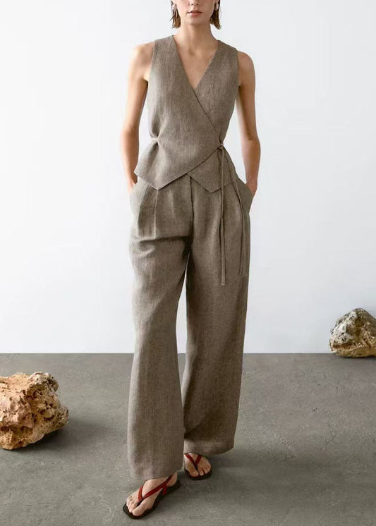 Neck Tops 2025 V Two Pants Summer Pieces Set And New