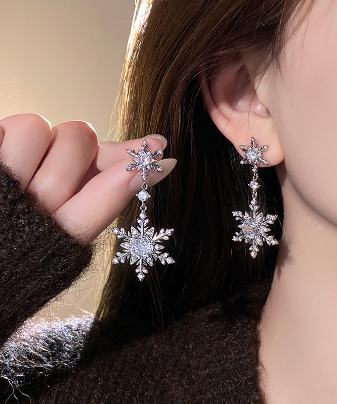 2025 Silk Stainless Steel Alloy Zircon Snow Drop Earrings YD024
