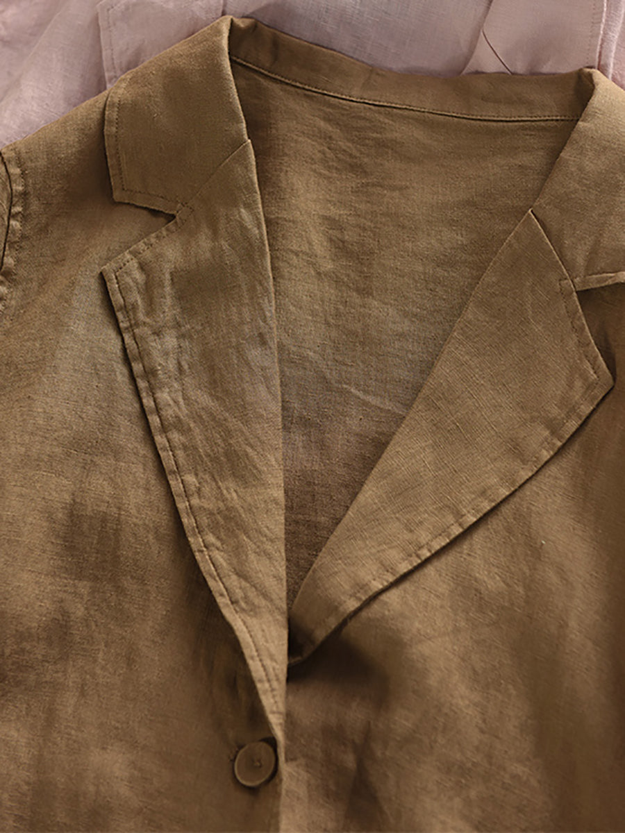 Color Summer Pure Artsy Women Coat Shirt 100%Linen